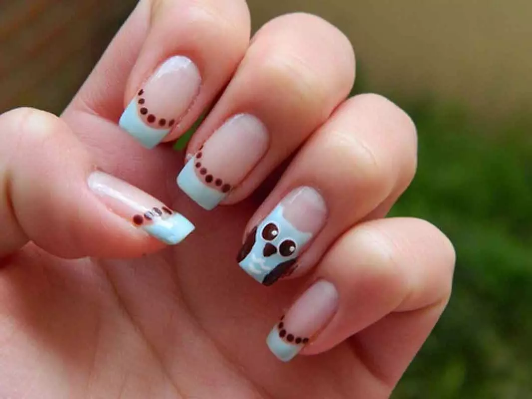 Manicure nrog Owls (63 daim duab): Cov tswv yim tsim zoo tshaj plaws ntawm cov ntsia hlau nrog kev kos duab 6412_24