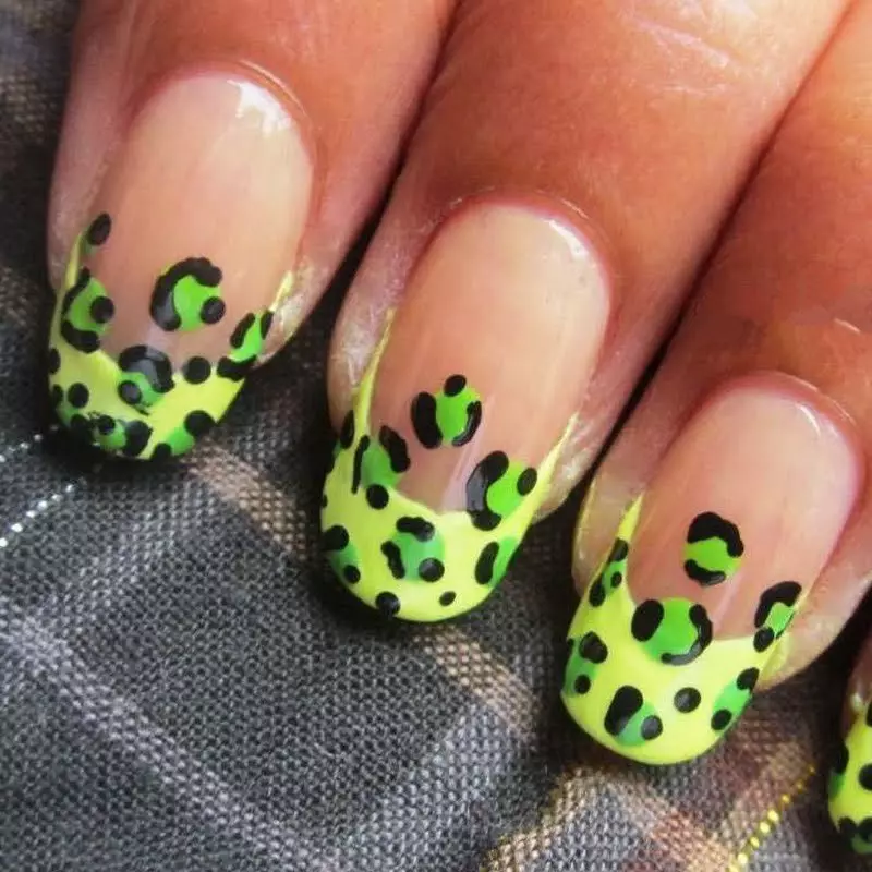 Leopard manicure (37 duab): Ntsia cov qauv nrog tsov txaij sau. Yuav ua li cas evoke xws li kev kos duab los ntawm kauj ruam? 6416_12