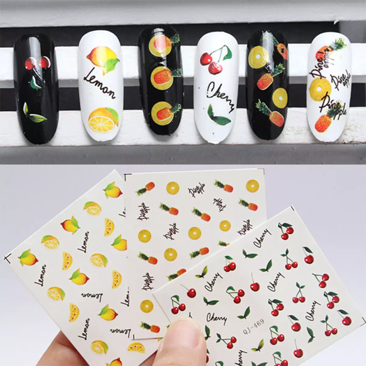 ทำเล็บด้วยสับปะรด (41 รูป): การออกแบบรูปบนเล็บ วิธีการวาดสับปะรดฤดูร้อนกับกล้วย? 6418_20
