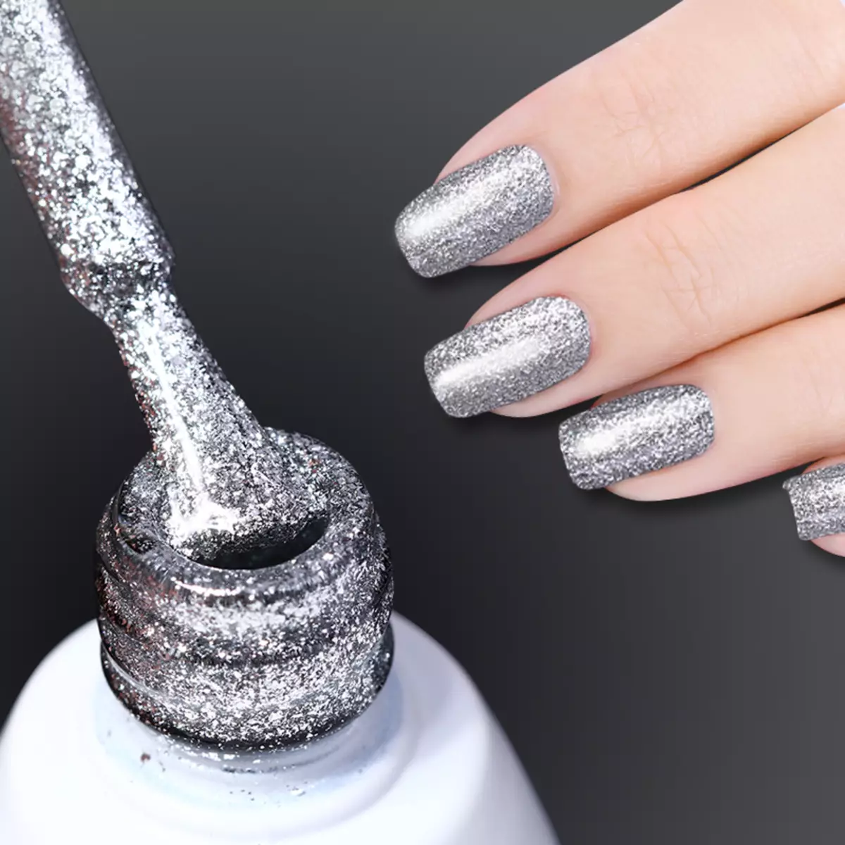 Metal manicure (56 mga larawan): Kuko disenyo lacquet sa metal na kulay 6435_15