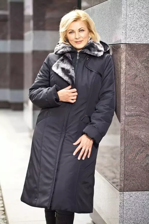 Winter Women's Coat (384 mga larawan): Fashionable 2021 sa sintepsum, hooded, kabataan, lana, para sa buntis, amerikana pababa 643_158