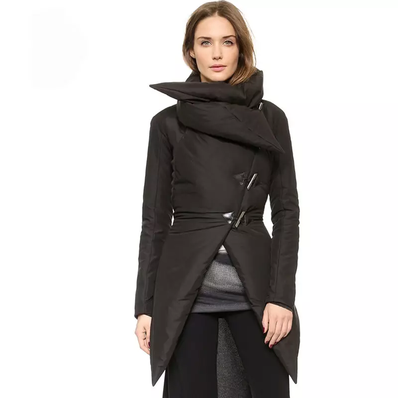Winter Women's Coat (384 mga larawan): Fashionable 2021 sa sintepsum, hooded, kabataan, lana, para sa buntis, amerikana pababa 643_163