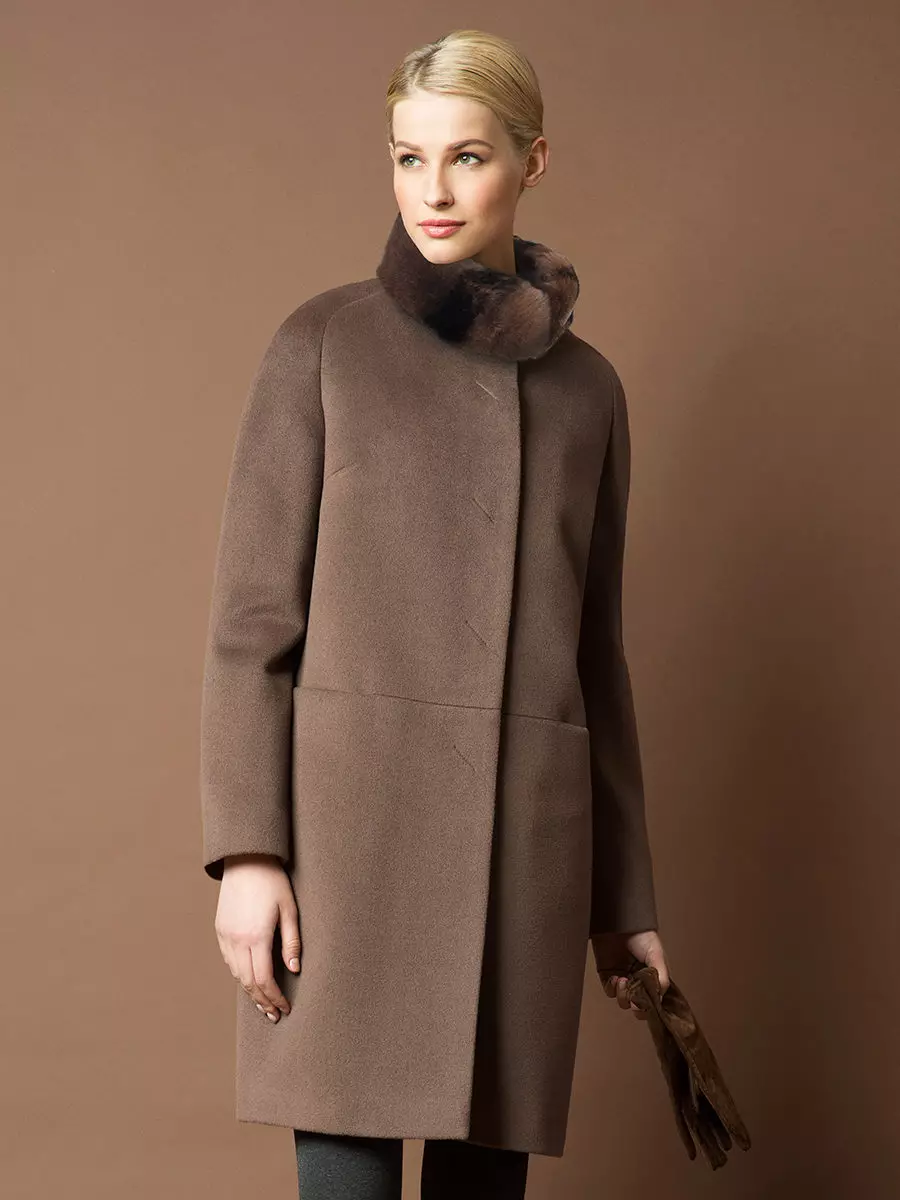 Winter Women's Coat (384 mga larawan): Fashionable 2021 sa sintepsum, hooded, kabataan, lana, para sa buntis, amerikana pababa 643_211