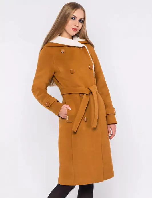 Winter Women's Coat (384 mga larawan): Fashionable 2021 sa sintepsum, hooded, kabataan, lana, para sa buntis, amerikana pababa 643_223