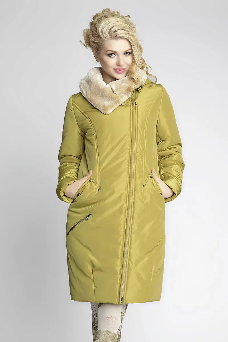 Winter Women's Coat (384 mga larawan): Fashionable 2021 sa sintepsum, hooded, kabataan, lana, para sa buntis, amerikana pababa 643_46