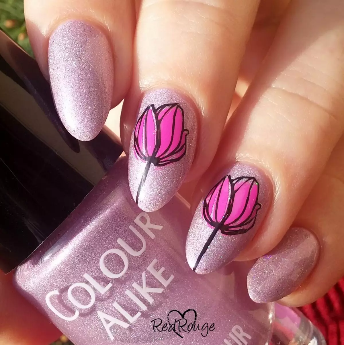 Tulips nyob rau tes (28 duab): Manicure tsim nrog tulips 6440_10