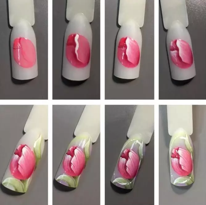 Tulipaner på neglene (28 bilder): Manikyrdesign med tulipaner 6440_16