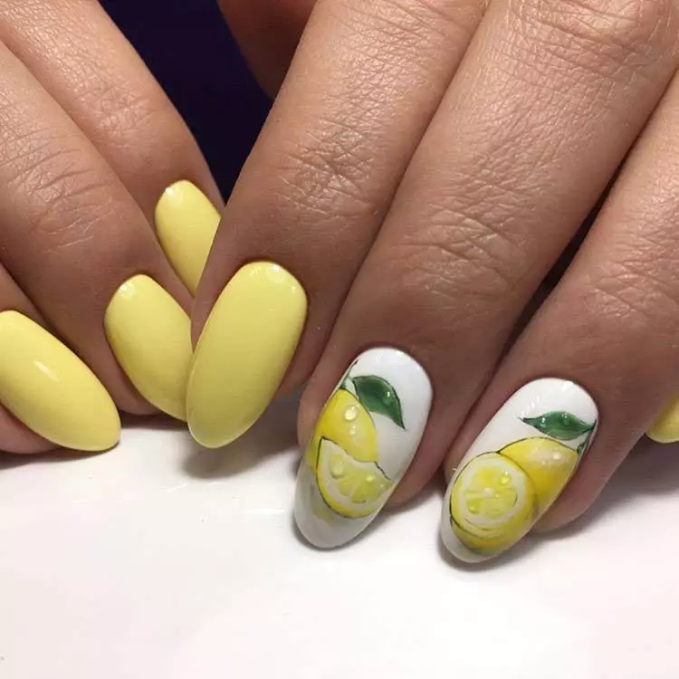 Figura limón en las uñas (55 fotos): diseño de la manicura paso a paso con el dibujo y comentarios 6444_39