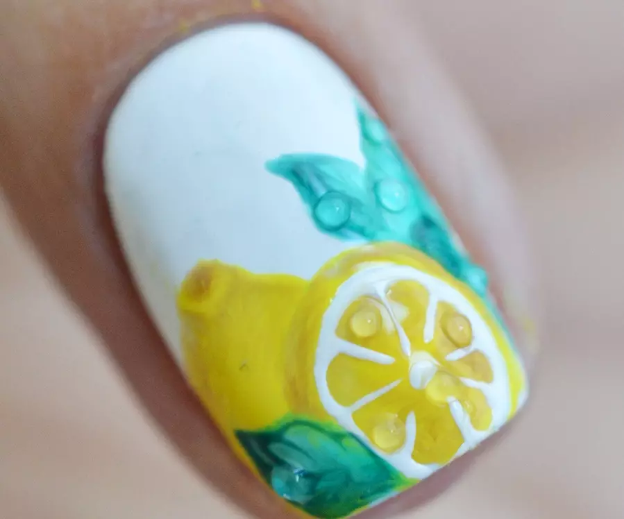 손톱에있는 그림 레몬 (55 사진) : 도면 및 리뷰가있는 단계별 디자인 매니큐어 6444_4