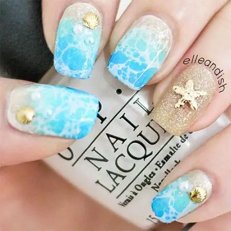 Mar em unhas (59 fotos): manicure design para o verão para relaxar na praia 6445_39