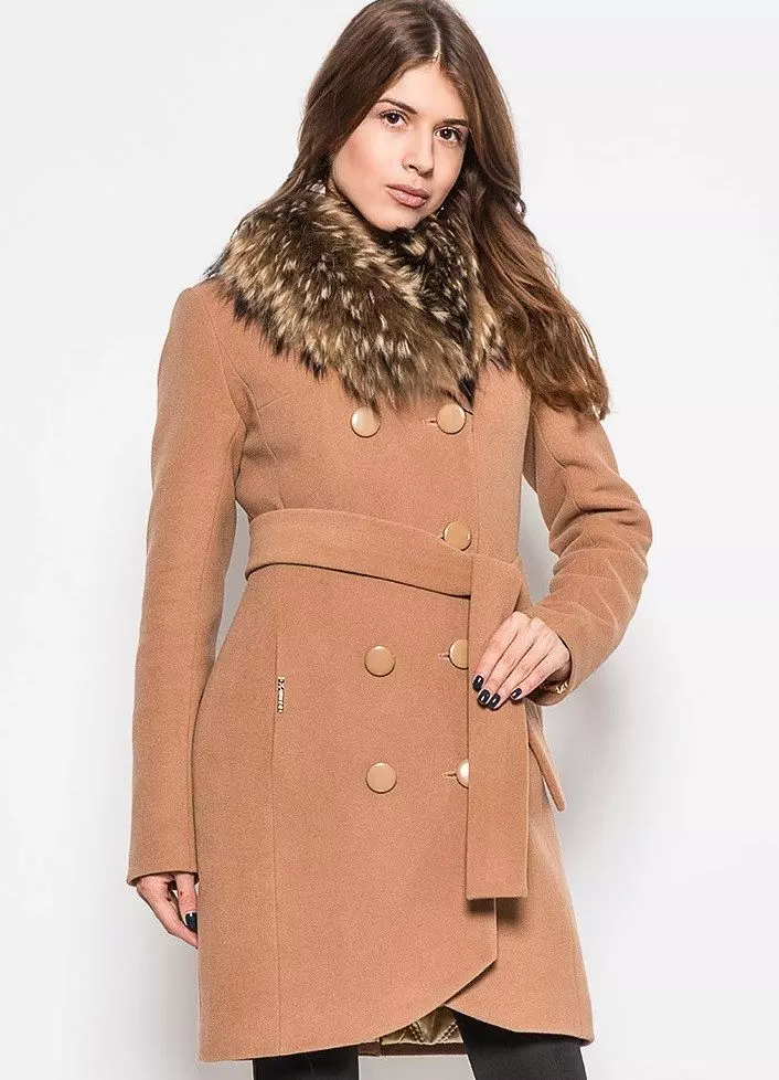Зимски капут со крзно јака (306 фотографии): женски кожен капут, волнена, завеса, маскирана, модел 644_15