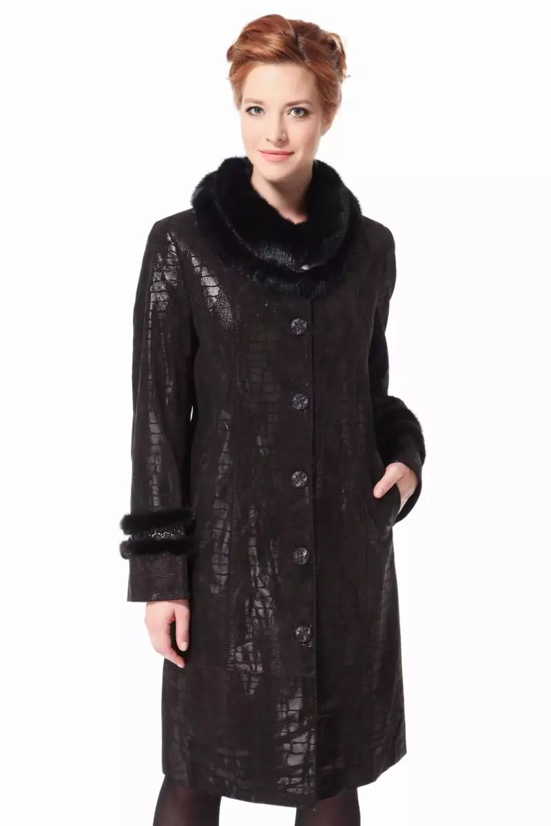 Зимски капут со крзно јака (306 фотографии): женски кожен капут, волнена, завеса, маскирана, модел 644_151