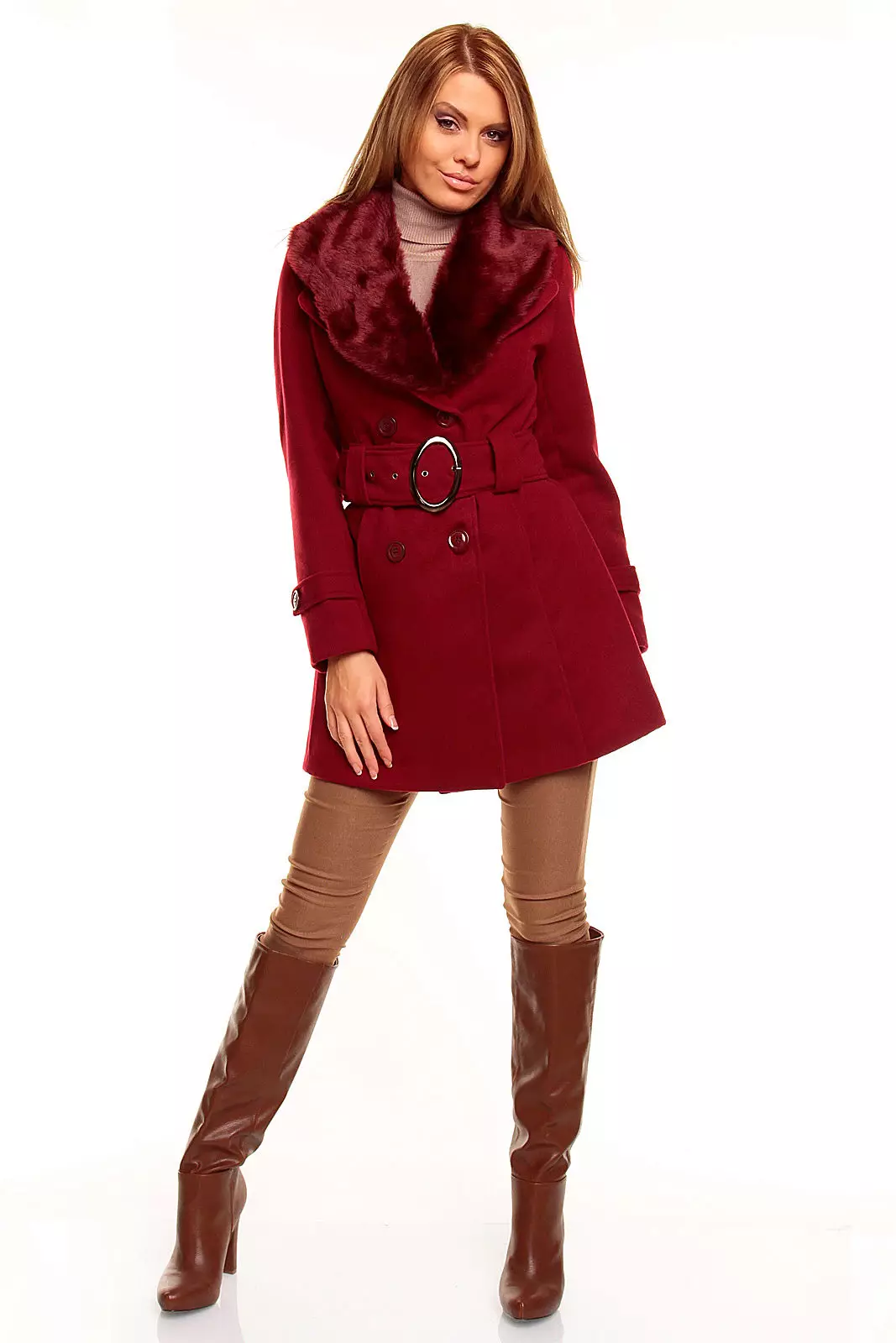 Зимски капут со крзно јака (306 фотографии): женски кожен капут, волнена, завеса, маскирана, модел 644_187