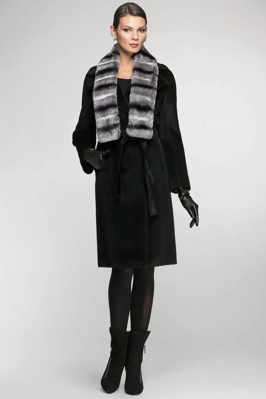 Зимски капут со крзно јака (306 фотографии): женски кожен капут, волнена, завеса, маскирана, модел 644_207