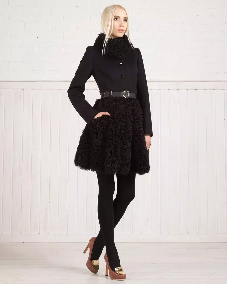 Зимски капут со крзно јака (306 фотографии): женски кожен капут, волнена, завеса, маскирана, модел 644_292