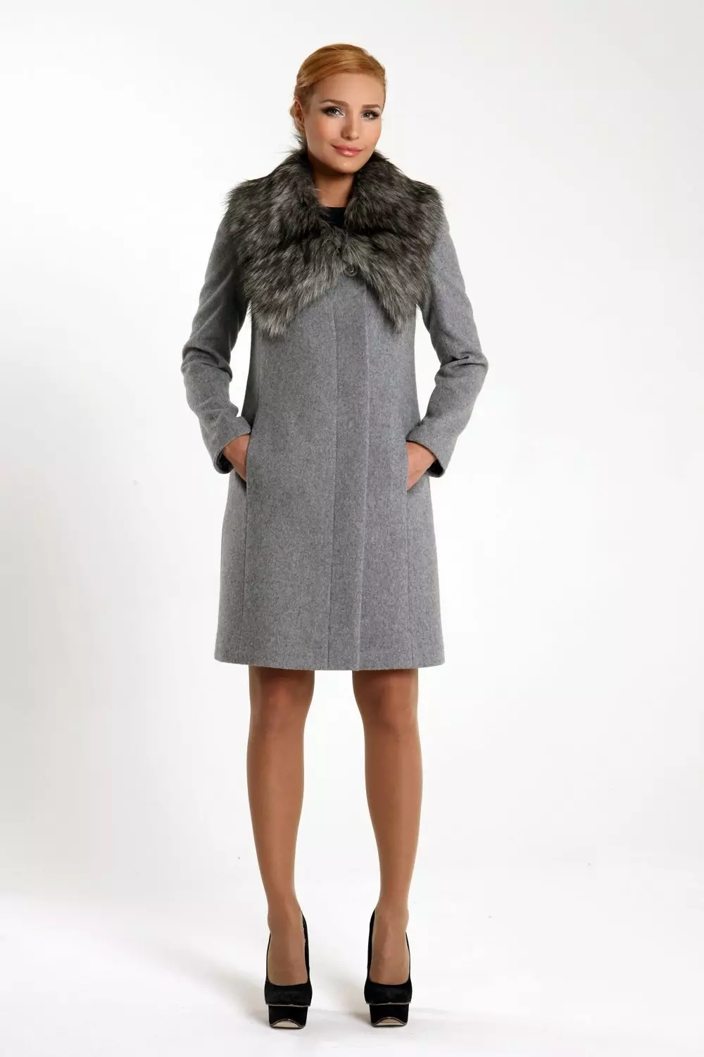 Зимски капут со крзно јака (306 фотографии): женски кожен капут, волнена, завеса, маскирана, модел 644_42