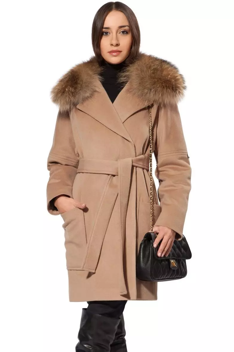 Зимски капут со крзно јака (306 фотографии): женски кожен капут, волнена, завеса, маскирана, модел 644_45