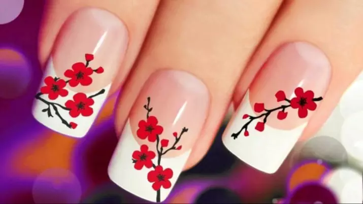Sakura op 'e nagels (32 foto's): Manikure-ûntwerp mei Sakura-branches. Hoe kinne jo in BEPASPASS draaie? 6462_10