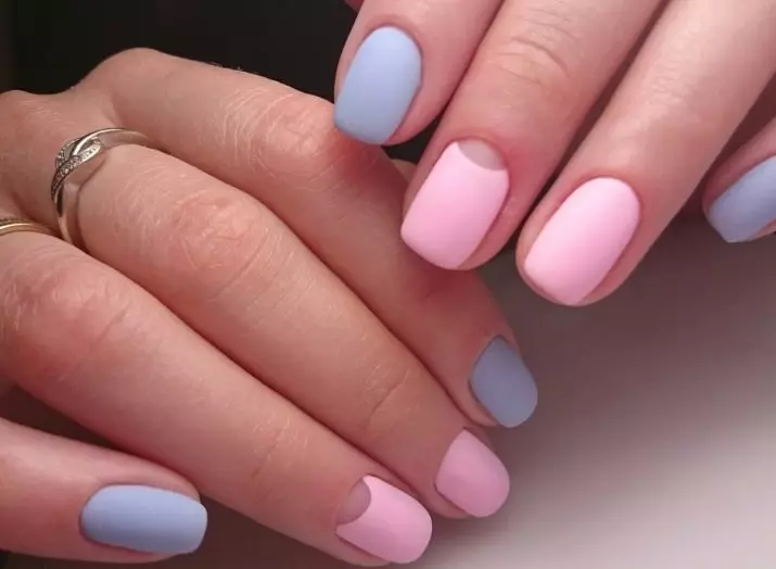 Matte Manicure (126 foto): Desain kuku matte monofonik dengan pernis, manicure musim panas yang indah dari Ombre Cherry Blossom 6471_51