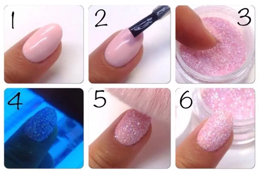 Brilliant Manicure (92 billeder): Lak lak design. Hvordan man laver en manicure med en skinnende negle? 6473_28