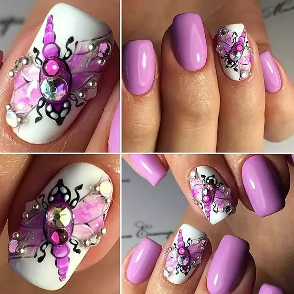 Dragonfly on the nails (56 photos): manicure design with rhinestone and drawing step by step 6485_11