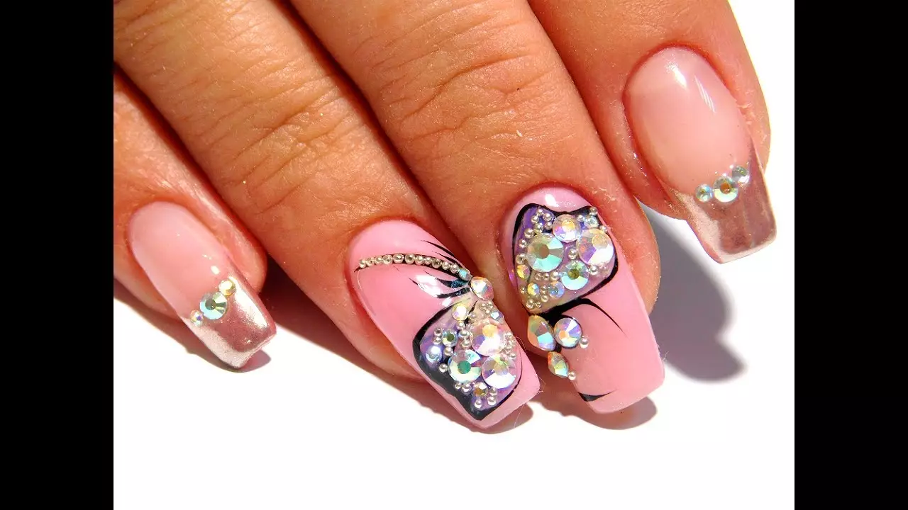 Dragonfly On The Nails (56 Wêne): Manicure Design with Rhinestone and Preging Peop 6485_41