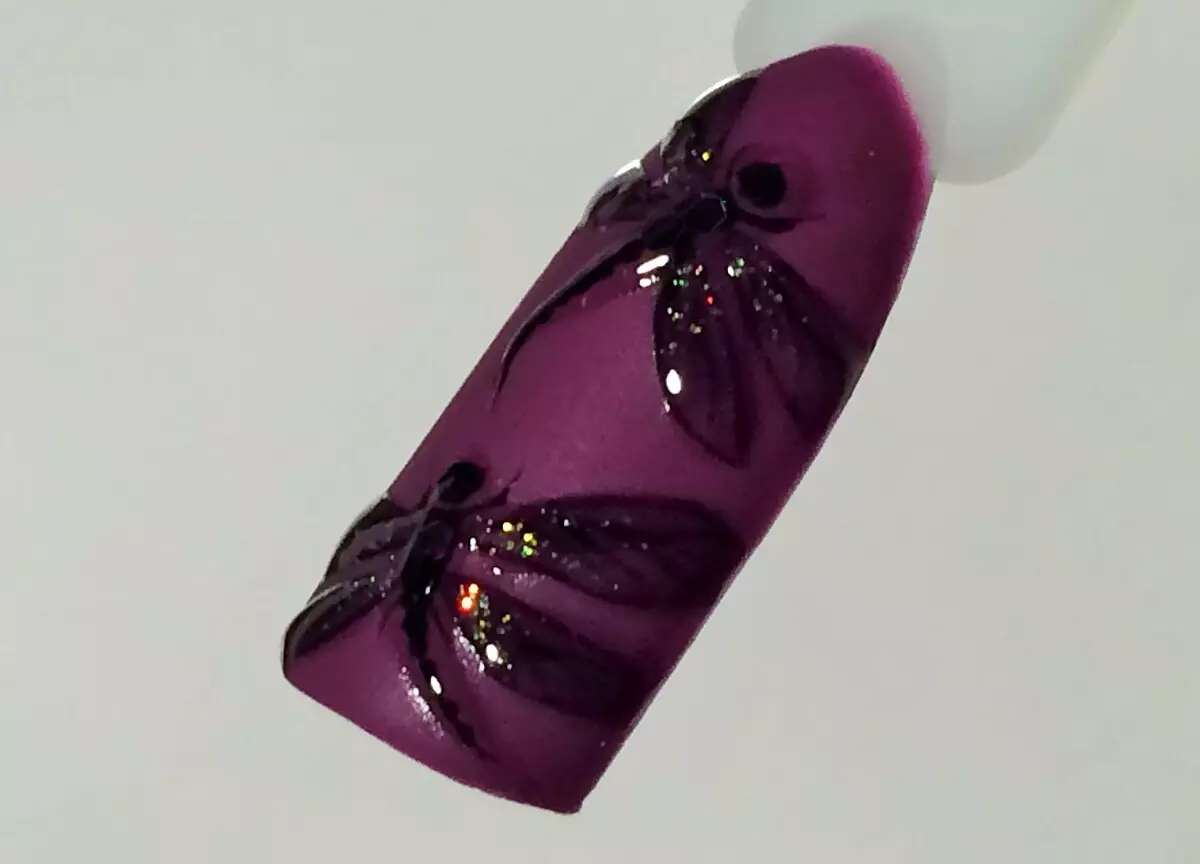 Dragonfly On The Nails (56 Wêne): Manicure Design with Rhinestone and Preging Peop 6485_44