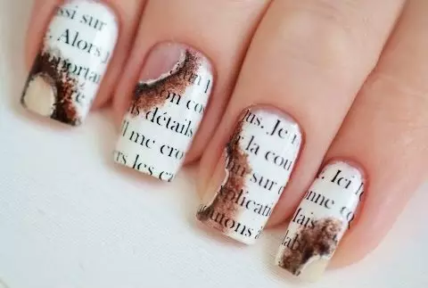 Newspaper Manicure (48 fotos): ¿Cómo hacer una manicura con un periódico y alcohol paso a paso en casa? 6492_36