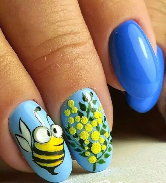 Manicure le Bee (linepe 35): mehopolo ea moralo oa linotsi ho nails 6499_8