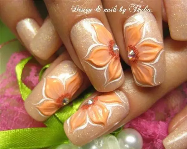 Lilies akan kusoshi (22 hotuna): ƙirar manicure tare da lilies 6507_13