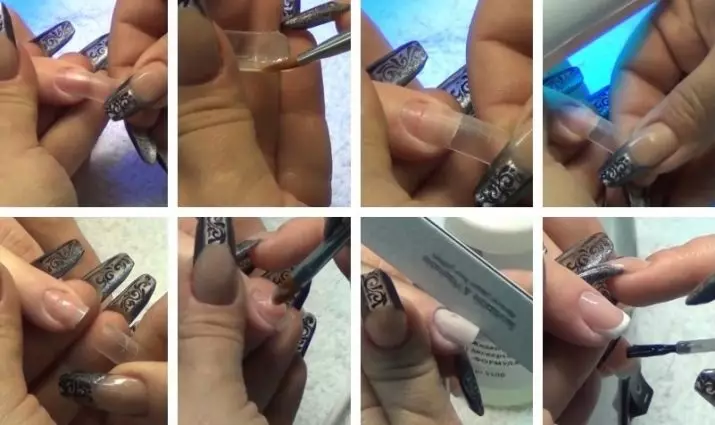 Formularios de extensión de uñas (42 fotos): Como construír placas de uñas coas súas propias mans? Como podo substituír as formas? Como usalos? 6541_23