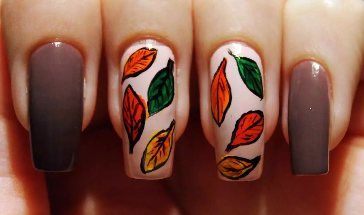 Manucure avec des feuilles: design des ongles avec une image de feuille 6542_16