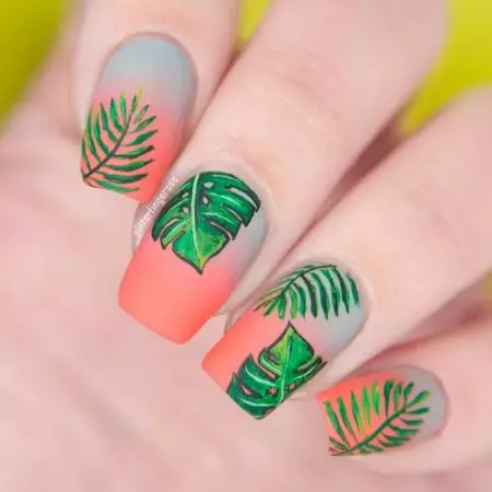 Manicure with leaves: nail design with leaf image 6542_6