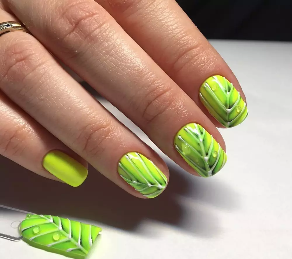 Manucure avec des feuilles: design des ongles avec une image de feuille 6542_9