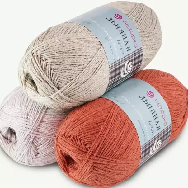 Flax yarn: ọjín owu fun wiwun. Kini lati di awọn abẹrẹ ati crochet lati yarn pẹlu siliki ati laisi? Nipọn ati tinrin kan 6723_12