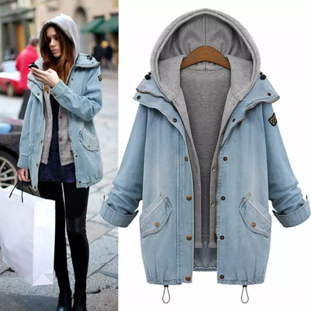 Denim Park (53 photos): from Pepe Jeans, Armani, Women's Large-Size Park Jacket, Spring, Summer, Insulated 672_26