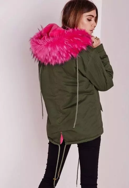 Color Fur Park (47 Billeder): Women's Park Jacket fra Bogner, med en flerfarvet pels, hættetrøje, med farvet pels inde, khaki 674_6