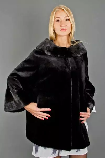 Black Fur Coat (63 sary): Colors Diamond, Long, mainty ary volo, vehivavy volom-borona avy amin'ny volom-borona mainty misy satroka, misy kiraro mena 691_8