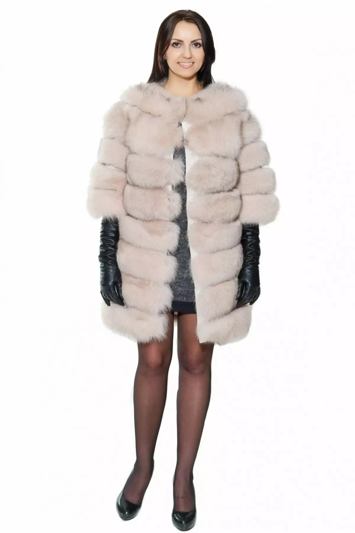 甘いフォックスの毛皮のコート34写真：サンドスレッド横の毛皮のコートのおしゃれなパターン、フード付き 693_21