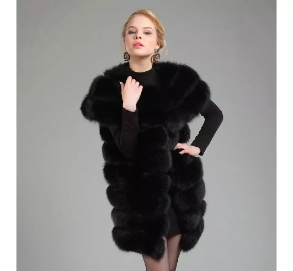甘いフォックスの毛皮のコート34写真：サンドスレッド横の毛皮のコートのおしゃれなパターン、フード付き 693_3