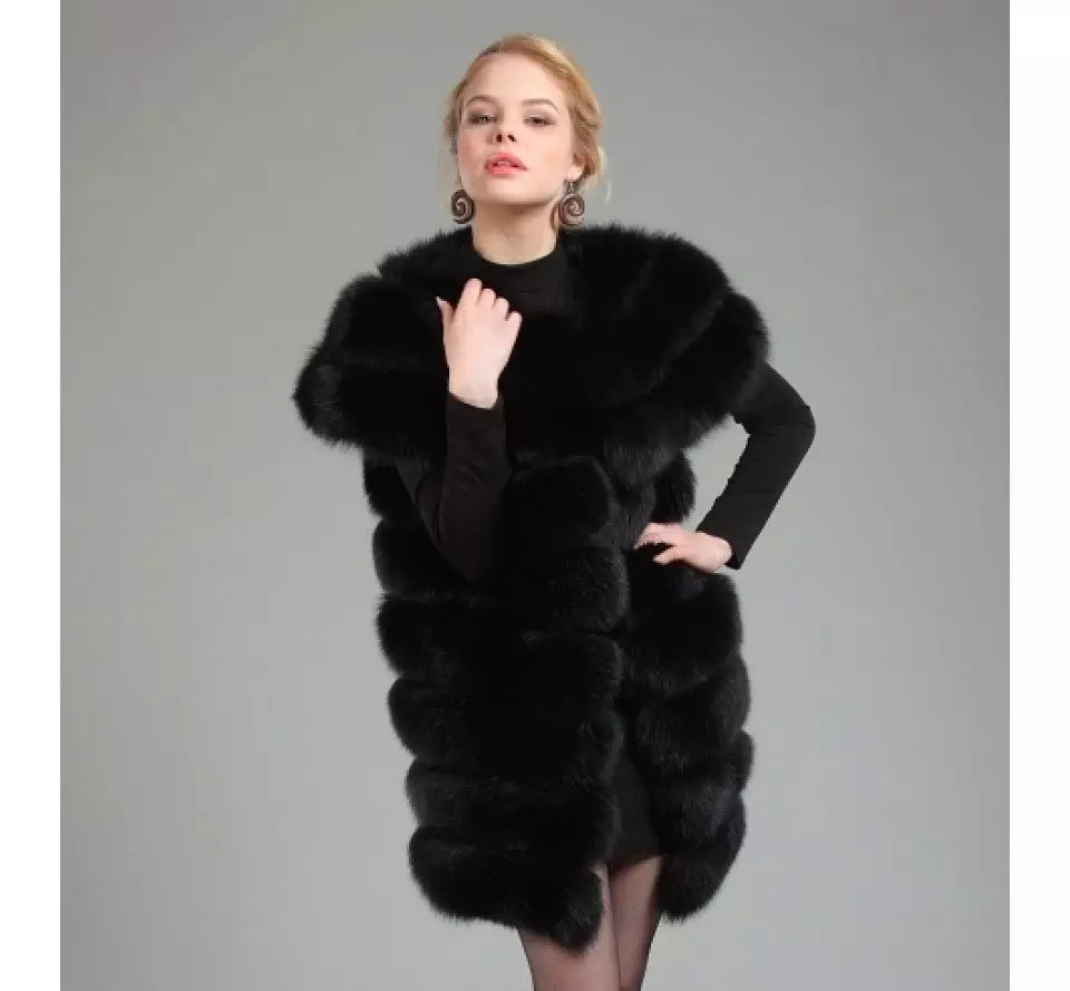 Sweet Fox Fur Coat 34 Billeder: Moderigtige mønstre af Sandsale Transversale Pelsfrakker, Hooded 693_3