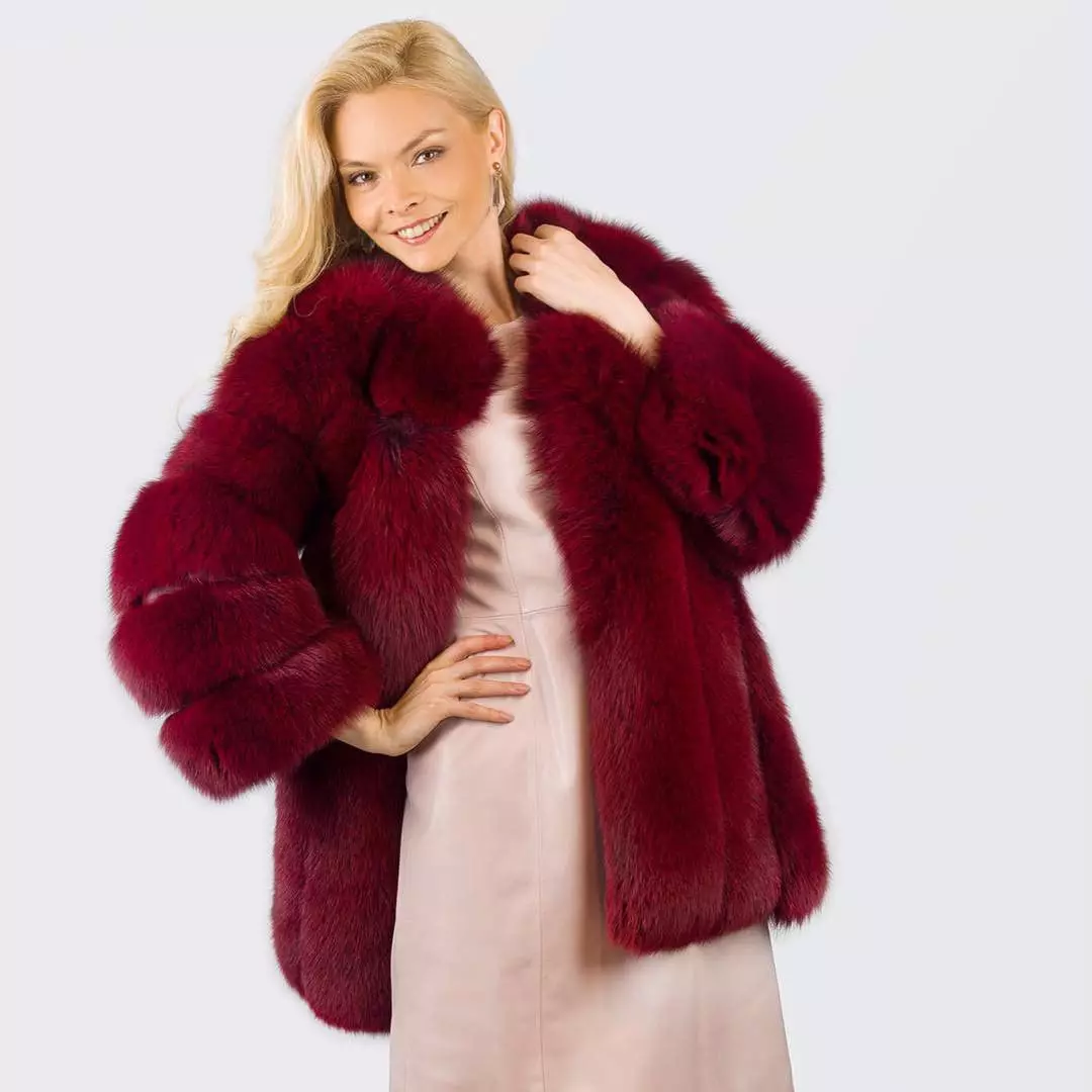 甘いフォックスの毛皮のコート34写真：サンドスレッド横の毛皮のコートのおしゃれなパターン、フード付き 693_34
