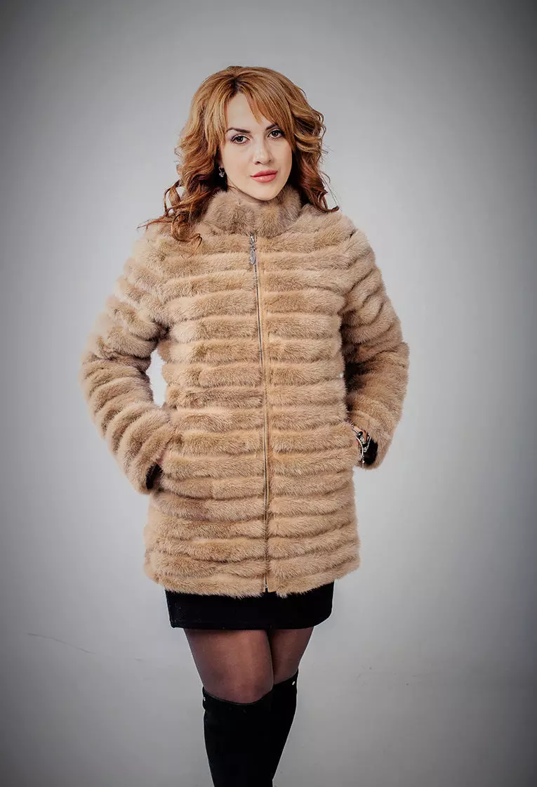 Swehing szőrme kabát (80 fotók): Nagy méretű modellek, hogyan válasszunk szőrme kabátot Nutria-tól, Vélemények 699_58