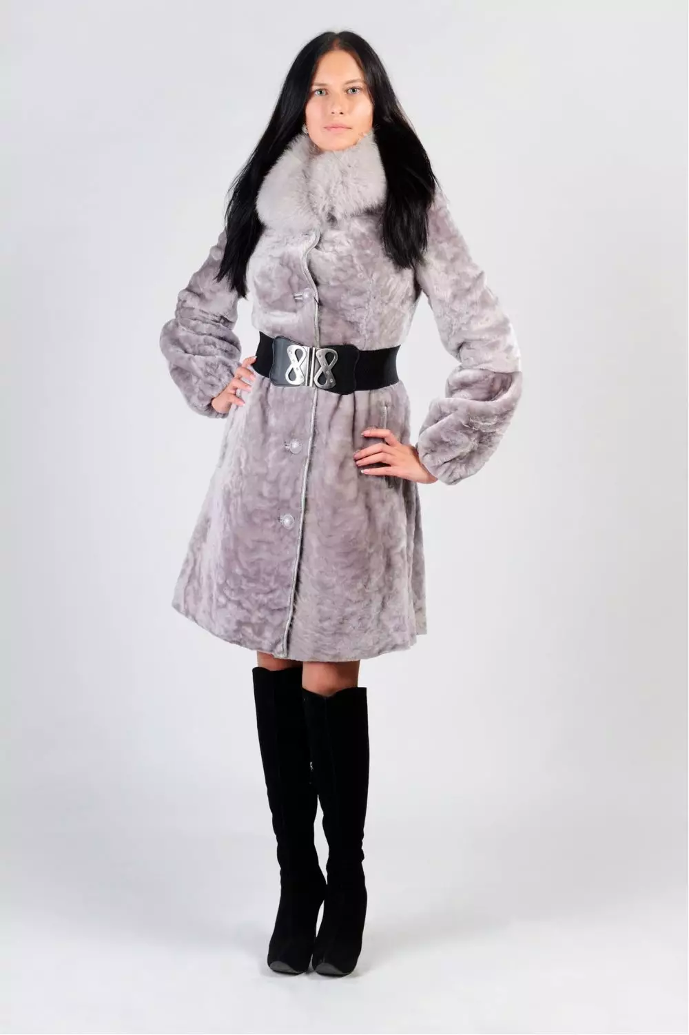 Muton Fur Coat with Mink Finish (51 լուսանկար). Muton մոդելներ Mink Collar- ի հետ 708_14