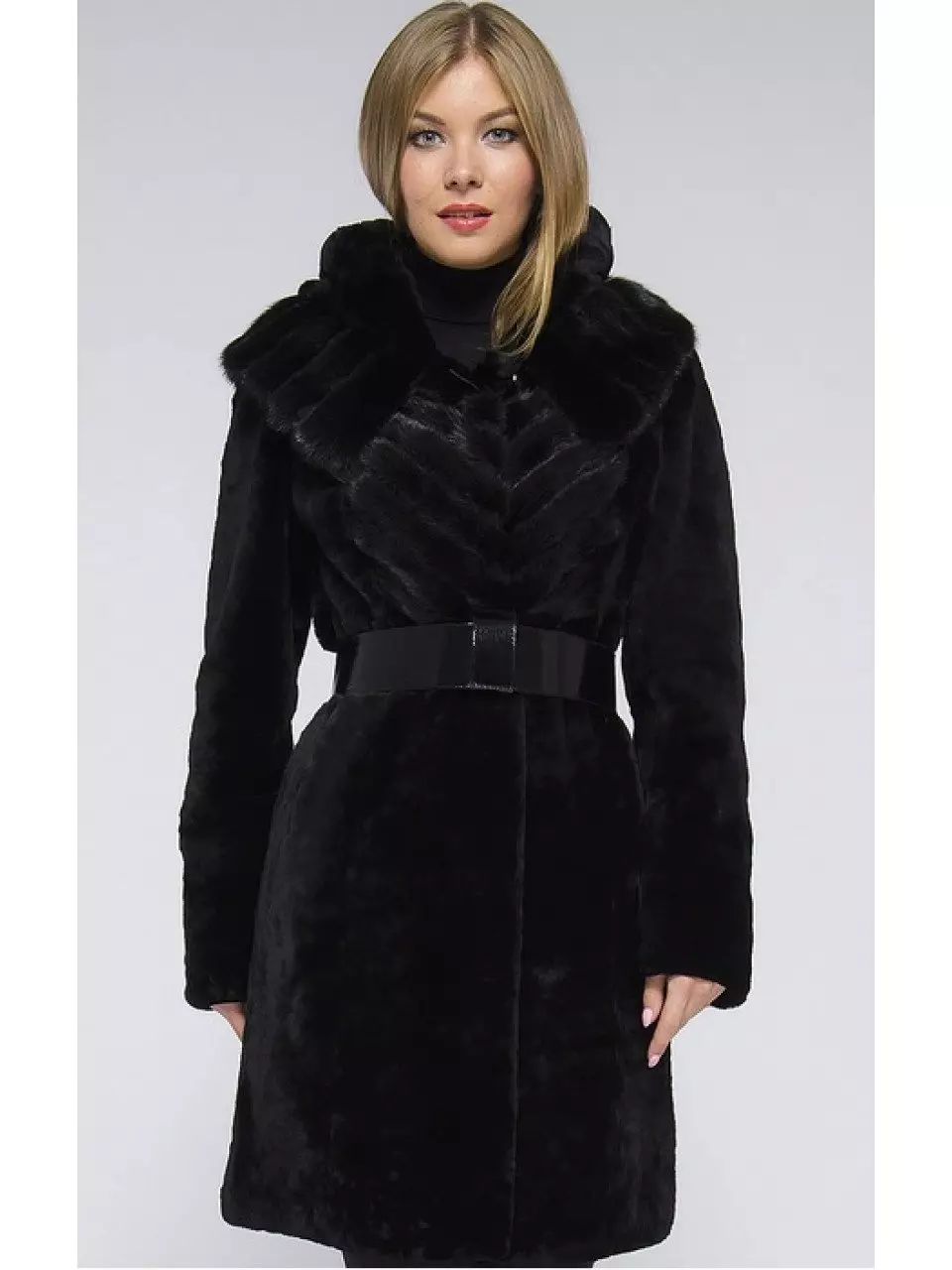 Mink பூச்சு கொண்ட Muton Fur Coat (51 புகைப்படங்கள்): Mink காலர் கொண்ட Muton மாடல்கள் 708_35