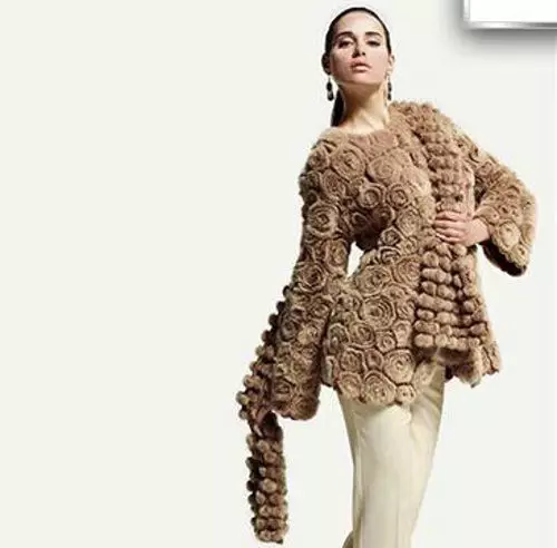 Knitted Fur Coat (50 wêne): Ji yaran, bi kincê knitted, ji çirûskên knitted, ji bîhnek knitted, ji bask, knitted 718_47