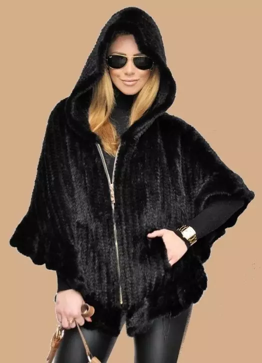 Knitted Fur Coat (50 wêne): Ji yaran, bi kincê knitted, ji çirûskên knitted, ji bîhnek knitted, ji bask, knitted 718_9