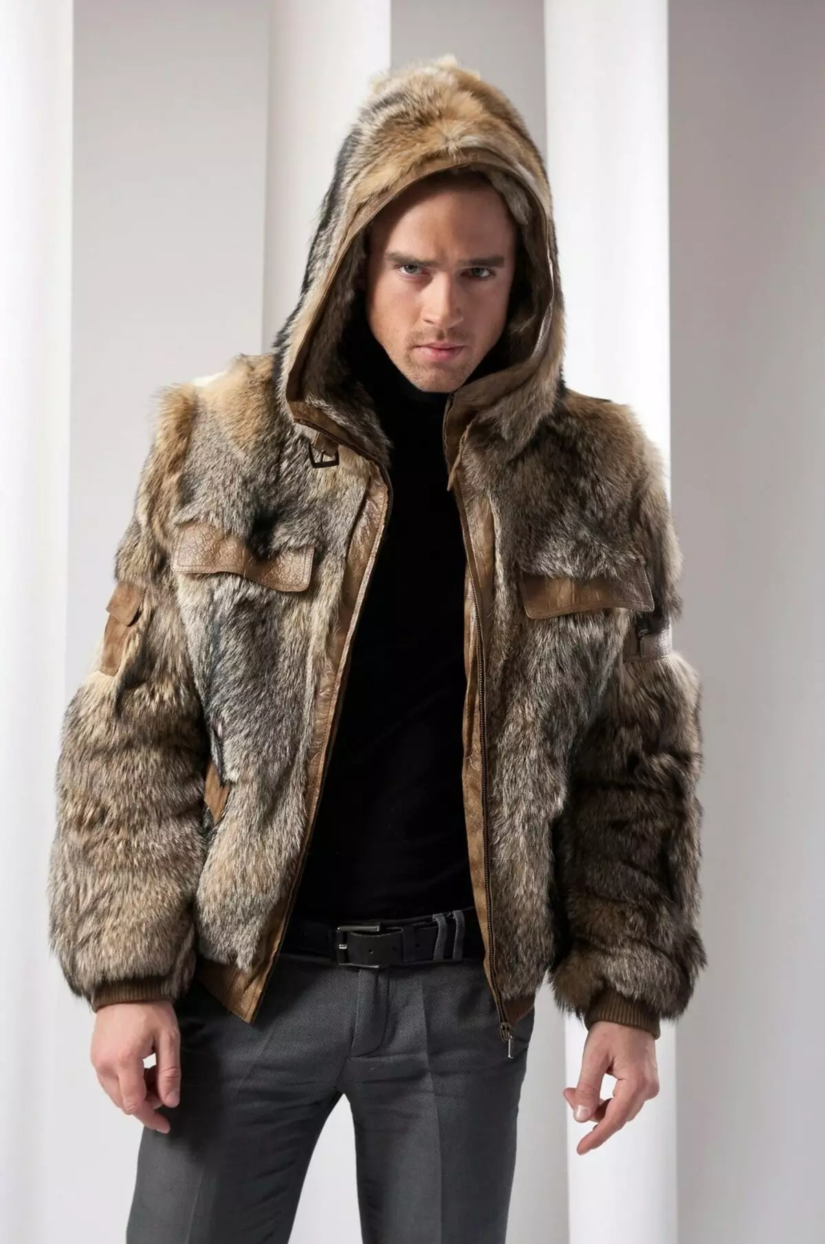 Wolf Bun kabát (60 fotó): Női szőrme kabát, egy sztyepp farkas szőről, piros, fekete, mennyi költségek, vélemények 728_20