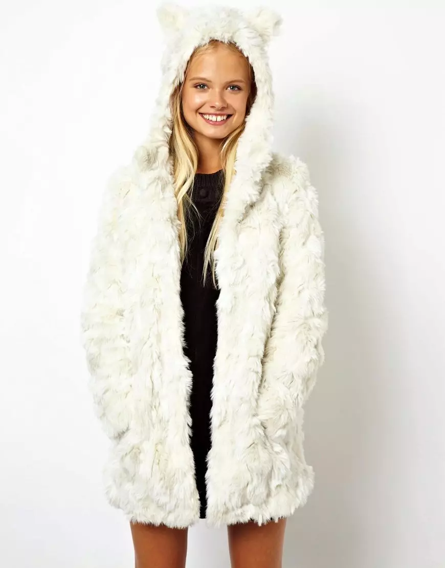 Eco-fur Coats (127 Foto): Ulasan Apa Mantel Bulu Dari Eco-Fur, Model Di Bawah Doodle 742_97