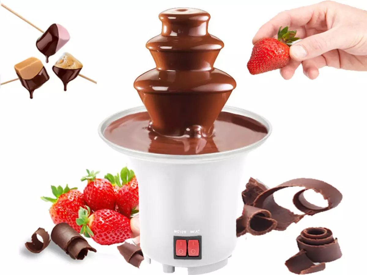 Csokoládé csokoládé szökőkút: Milyen alkalmas és hogyan kell használni? Belga csokoládé és a másik. Milyen jobb választani és hogyan kell? 7607_7